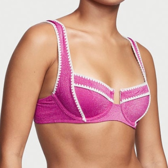 NEW Full Coverage Bikini Top with Crochet Trim - Picture 1 of 4